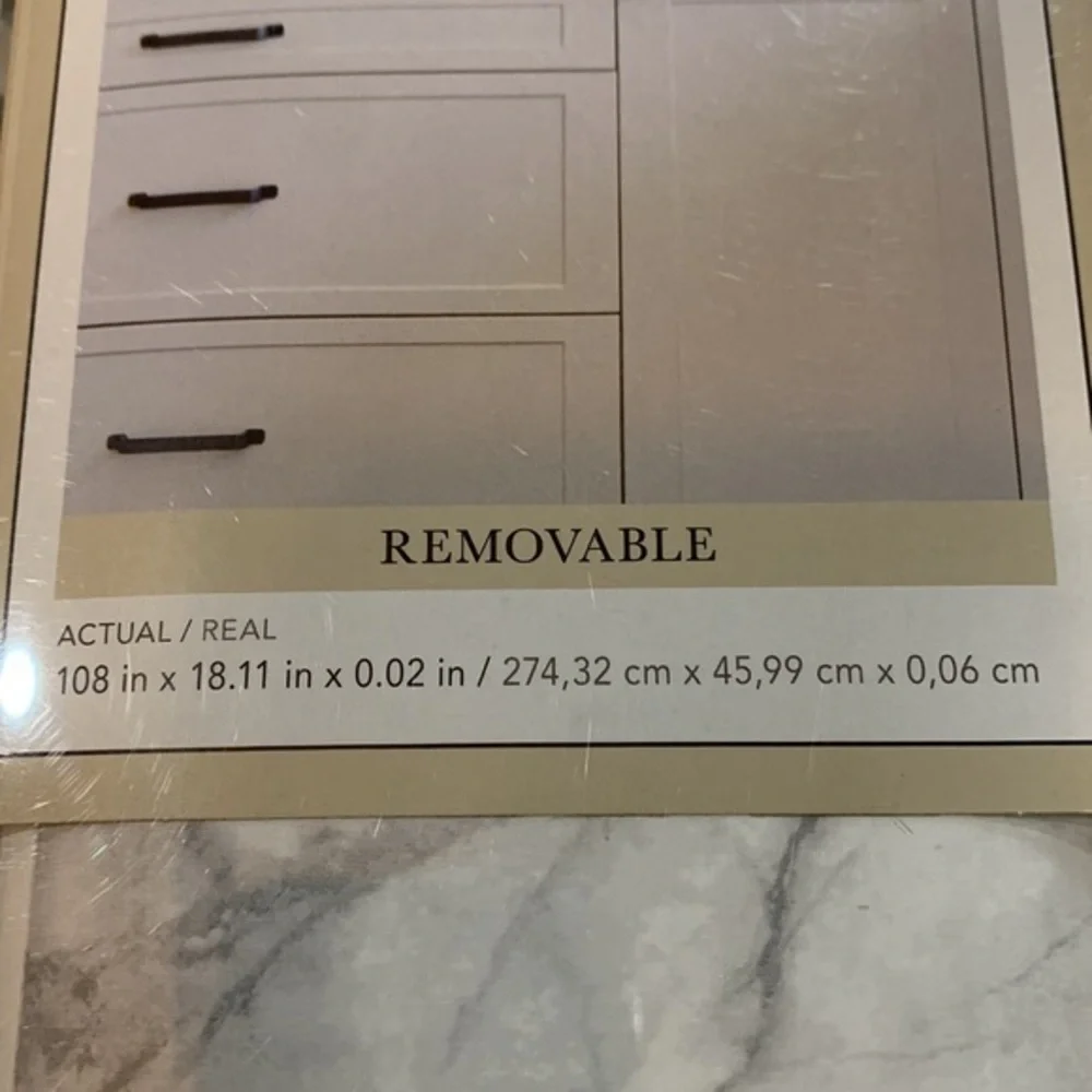 18.11-in W x 108-in H Self-adhesive Backsplash Mila‎ Marble Wall White NEW